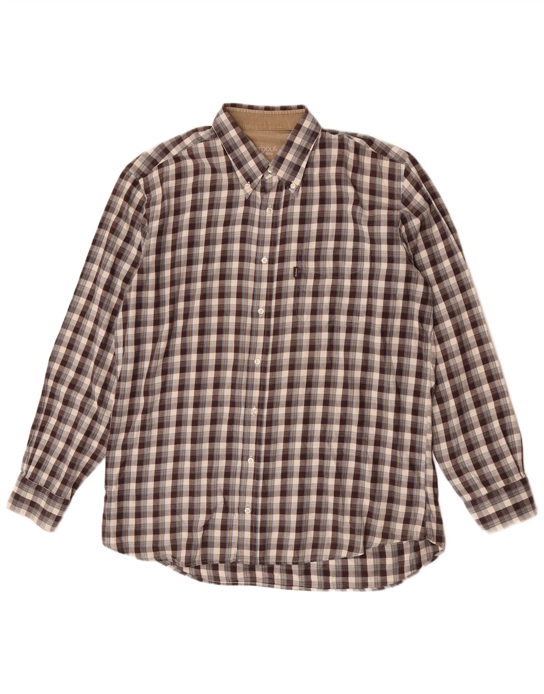 Cămașă de flanel pentru bărbați Barbour, bumbac cu carouri maro mari