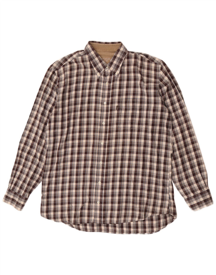 Cămașă de flanel pentru bărbați Barbour, bumbac cu carouri maro mari