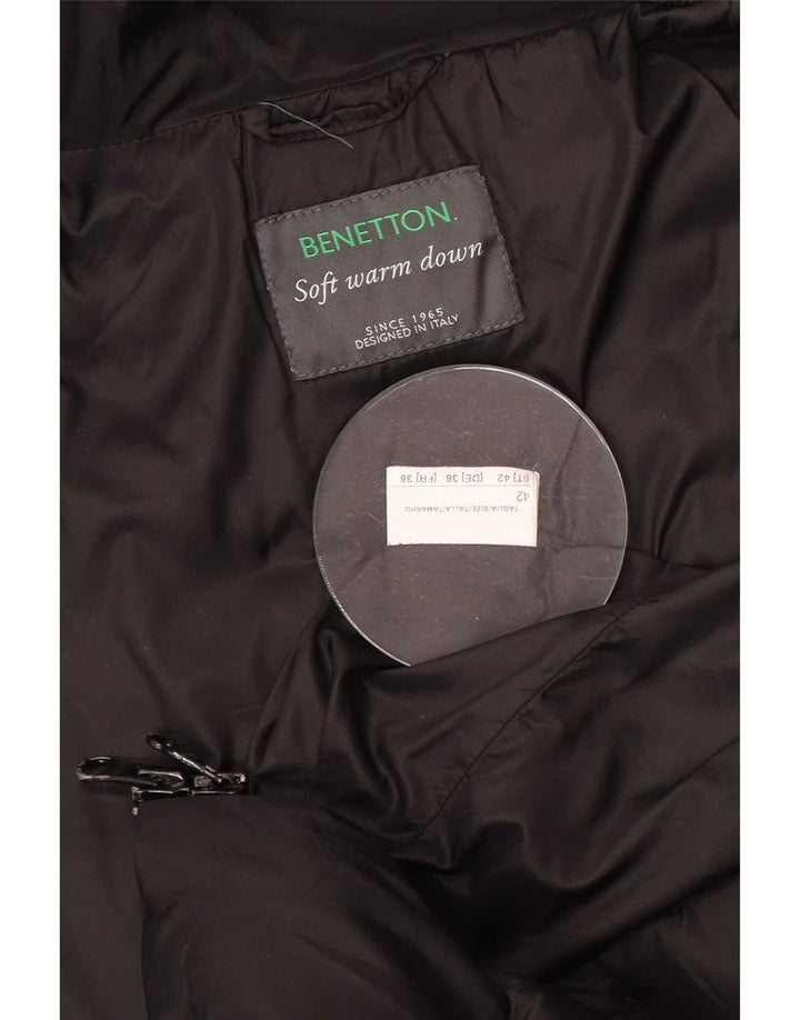 Jachetă căptușită cu glugă Benetton pentru femei IT 42 Medium Black