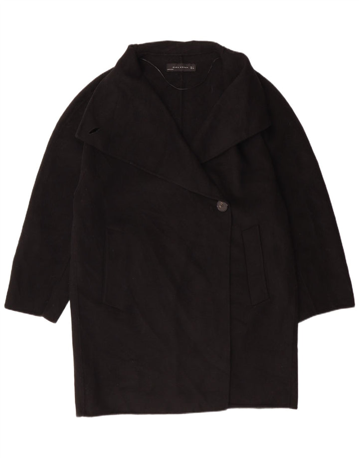 ZARA Palton pentru femei UK 16 Lână mare neagră