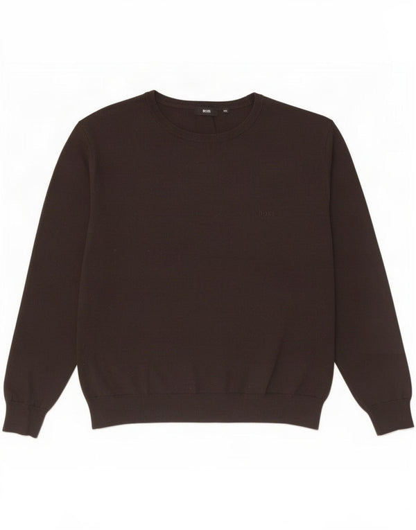 Pulover Hugo Boss pentru bărbați, cu formă regulată, cu gât de barcă, 2XL, maro, poliacrilic