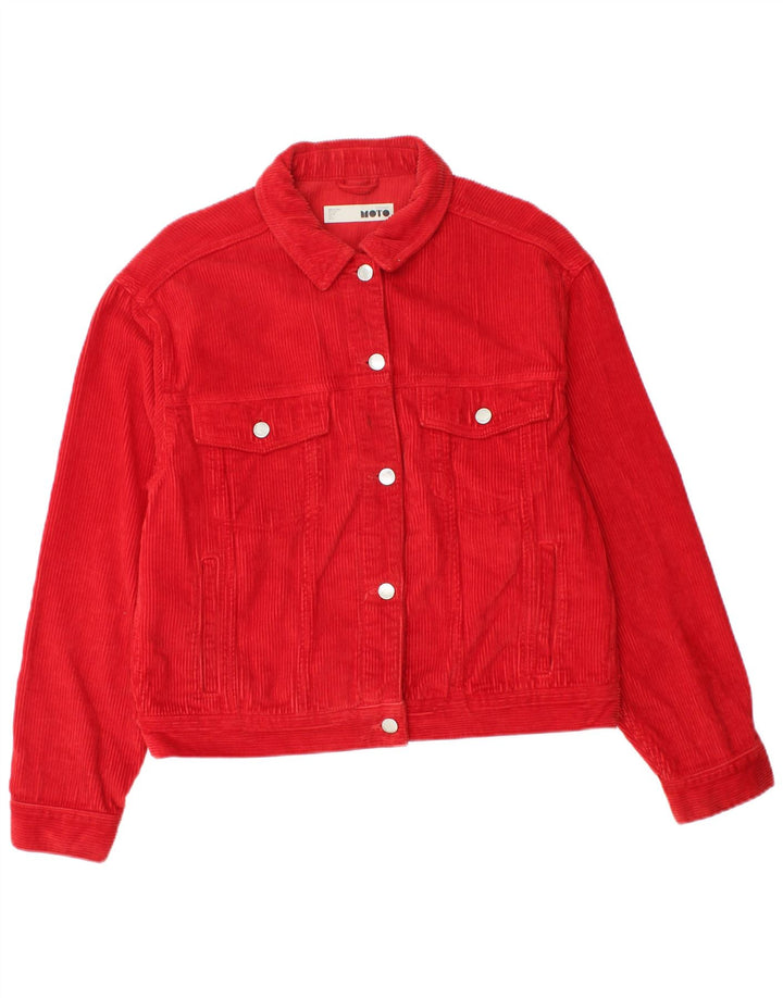 Topshop Jachetă oversized din velur pentru femei UK 10 Small Red Bumbac
