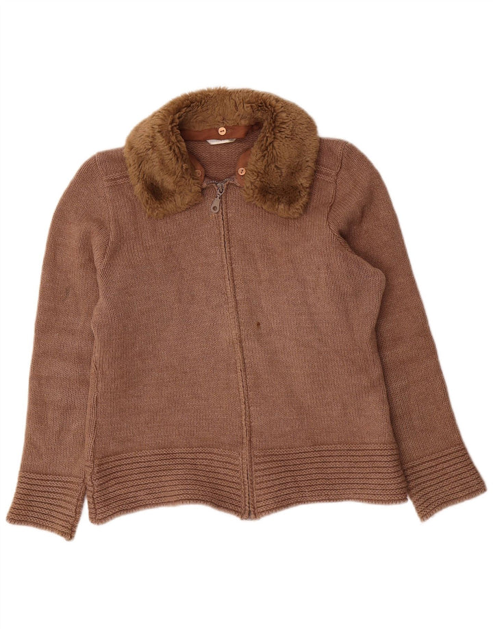 Pulover cardigan pentru femei Marks & Spencer SUK 14 Lână maro medie