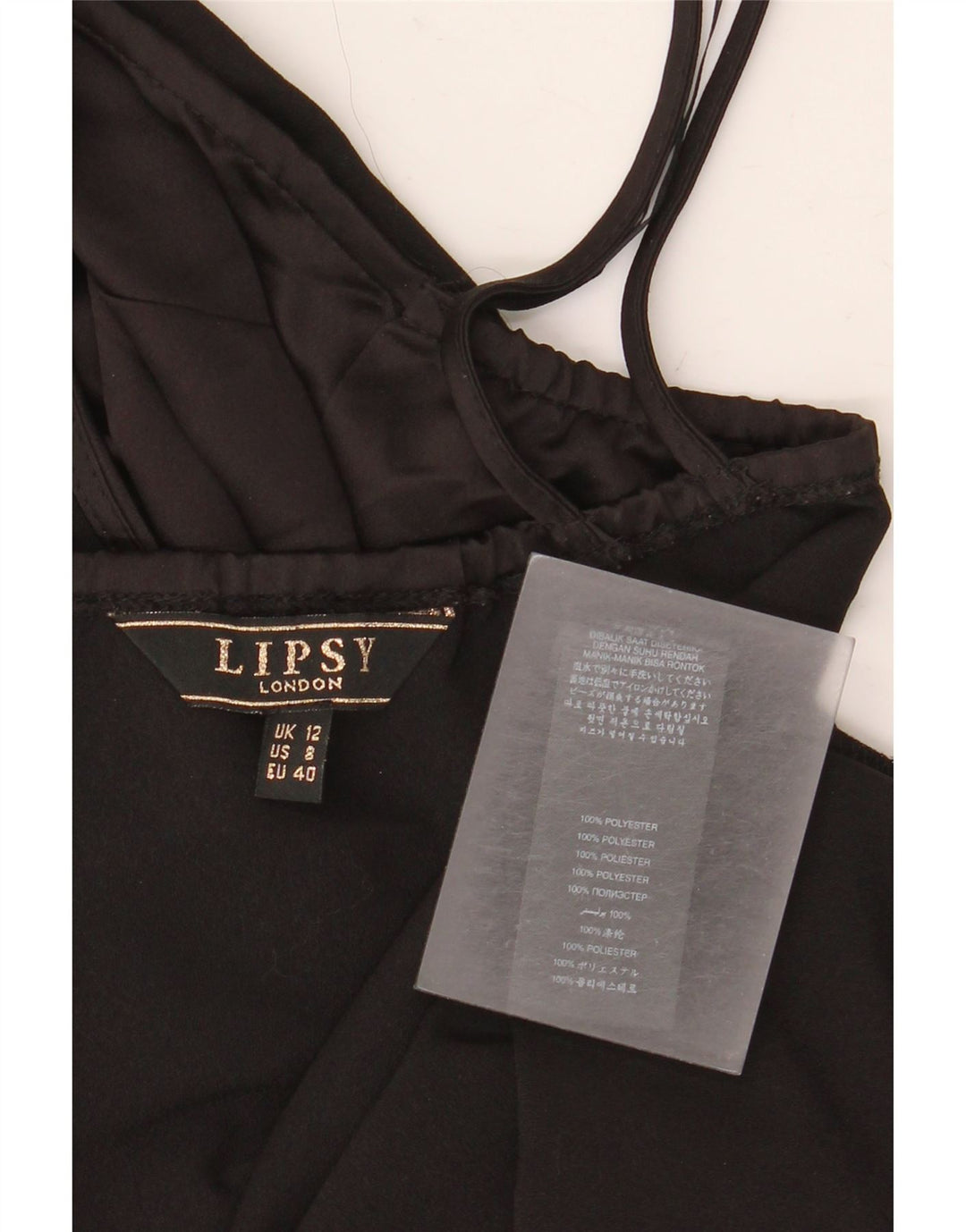 Top Crop Halter pentru femei Lipsy UK 12 Poliester mediu negru