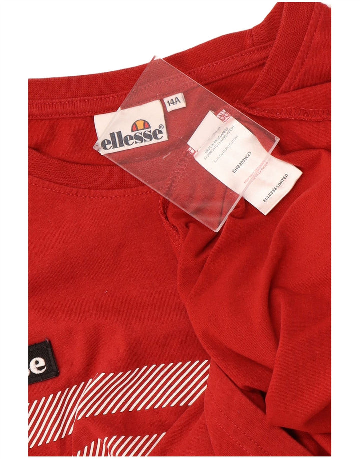Top pentru băieți Ellesse cu mânecă lungă 13-14 ani, bumbac cu dungi roșii