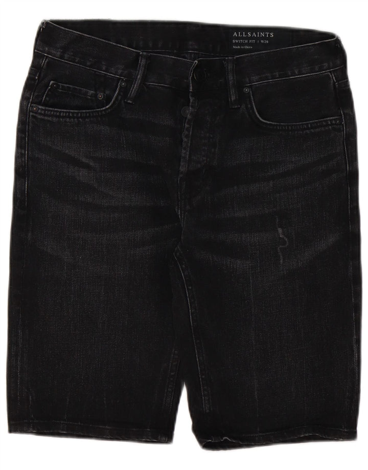 All Saints Pantaloni scurți din denim pentru bărbați, W28, bumbac negru mediu