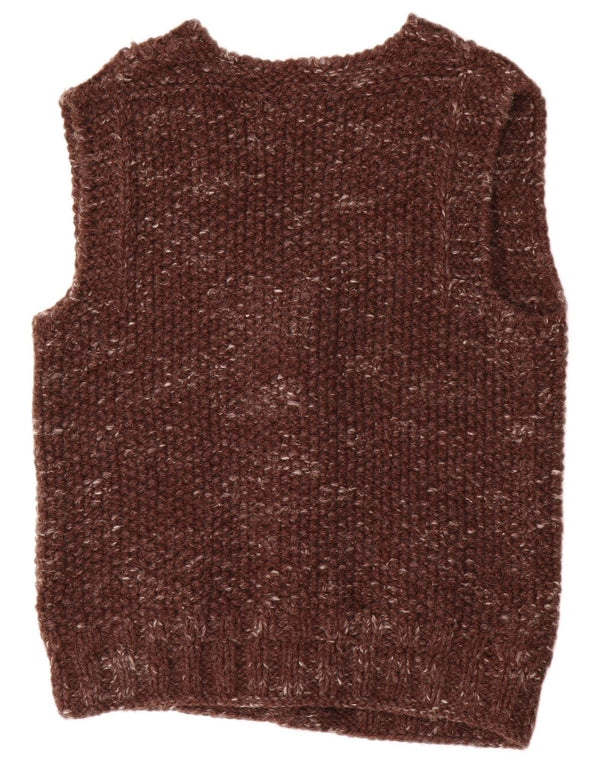 Cardigan Vintage fără mâneci pentru bărbați, maro mediu cu pete