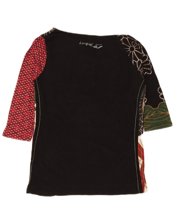 Desigual Womens Graphic Top mânecă 3/4 UK 10 Small Multicolor Floral