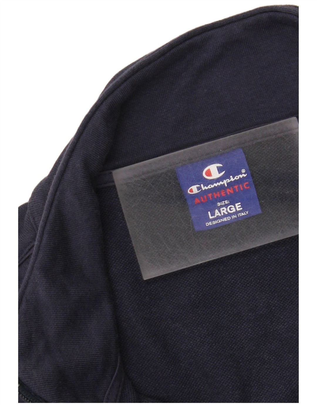 CHAMPION Womens Tracksuit Top Jacket UK 16 Large Navy Blue Cotton
