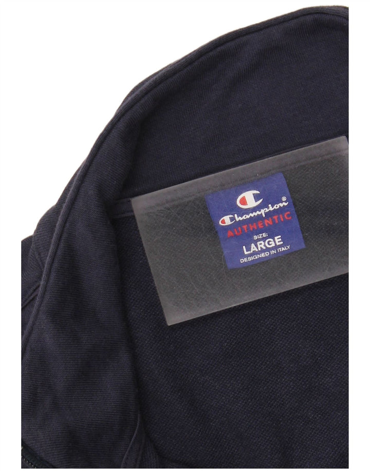 CHAMPION Womens Tracksuit Top Jacket UK 16 Large Navy Blue Cotton