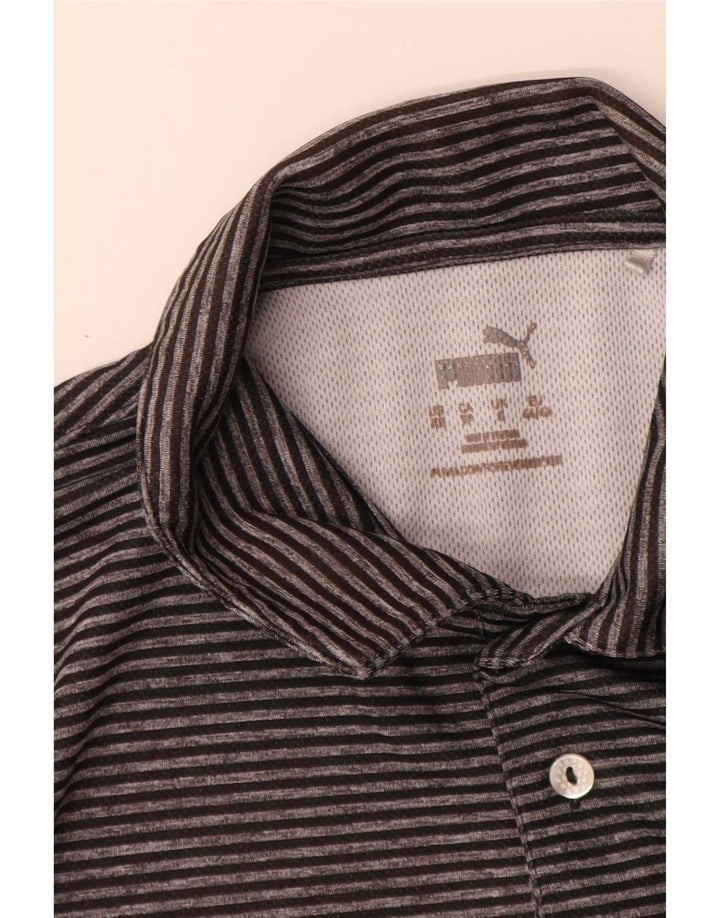 Tricou polo pentru bărbați Puma, gri poliester cu dungi