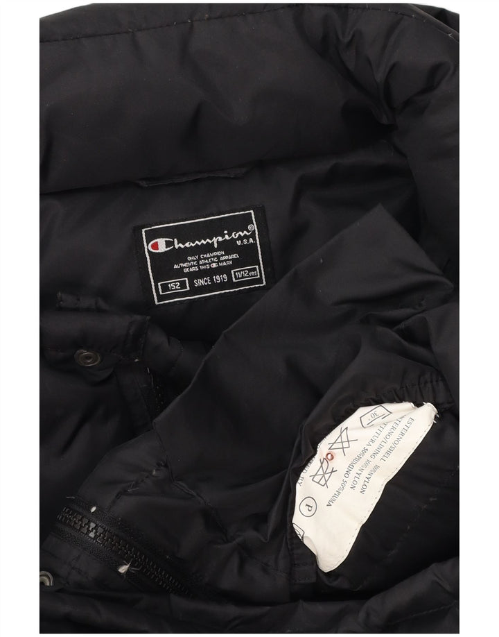 Jachetă căptușită cu glugă pentru băieți CHAMPION 11-12 ani, poliester negru