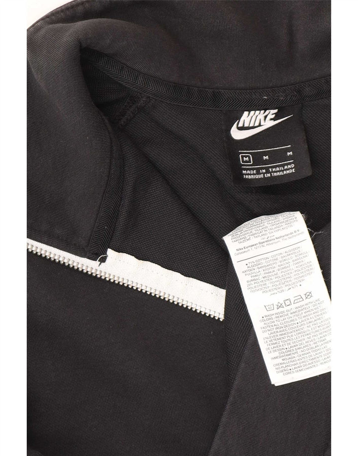 Pulover Nike pentru bărbați, cu fermoar, cu gât, bumbac mediu negru