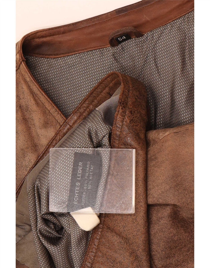 Gilet din piele vintage pentru bărbați EU 54 2XL maro