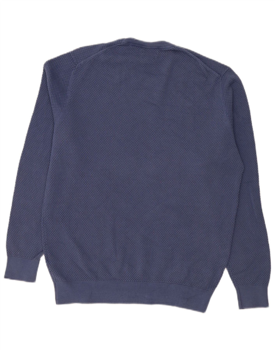 Pulover Massimo Dutti pentru bărbați cu gât roșu, bumbac mare, albastru