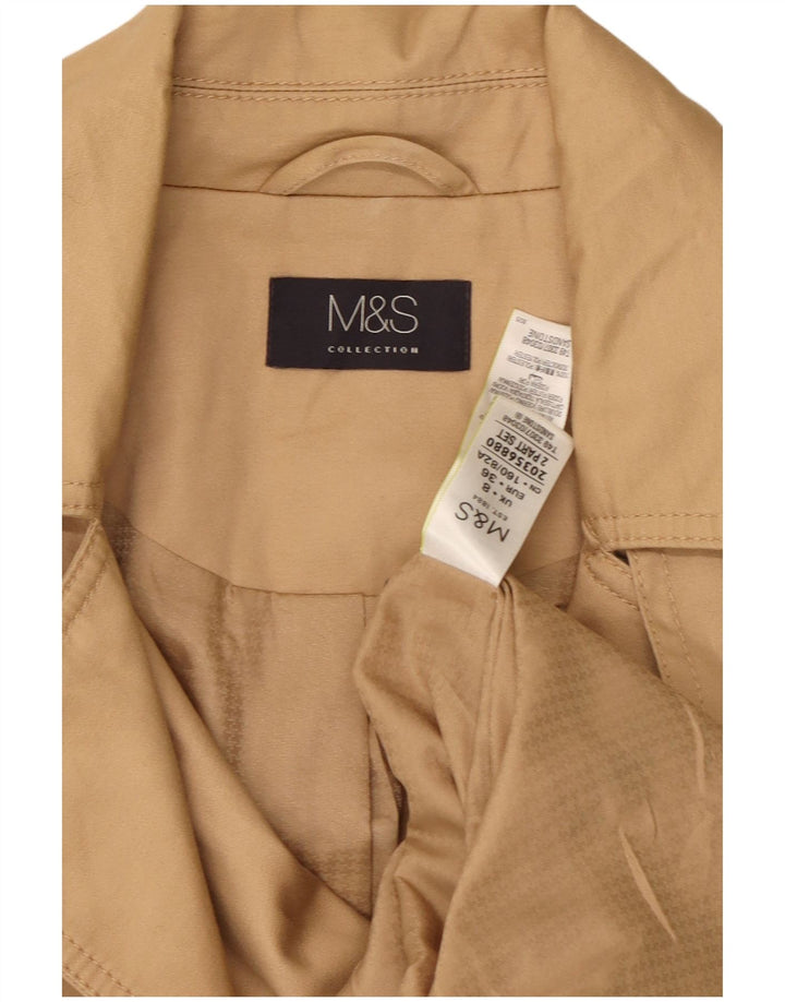 Trench pentru femei Marks & Spencer, cu două piepturi, UK 8, bumbac, bej mic