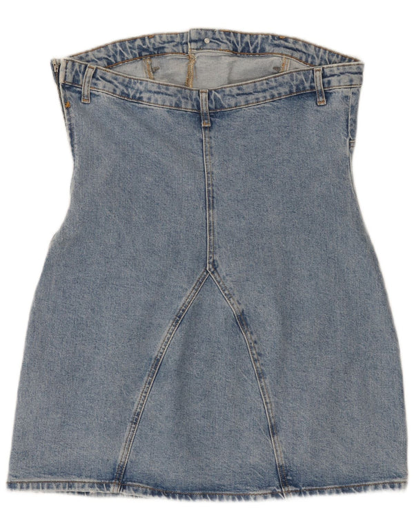 Mini rochie fără bretele din denim pentru femei Zara UK 18 XL Bumbac albastru