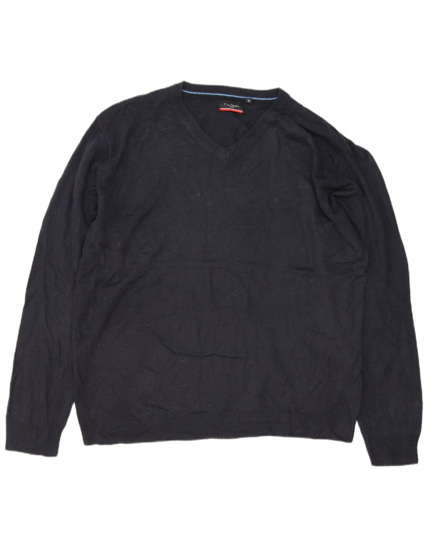 Pierre Cardin Pulover cu decolteu în V pentru bărbați, XL, acrilic, albastru bleumarin