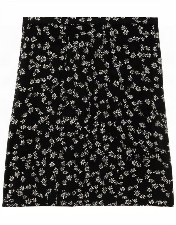 Vintage Womens Pleated Skirt 2XL W40 Black Floral