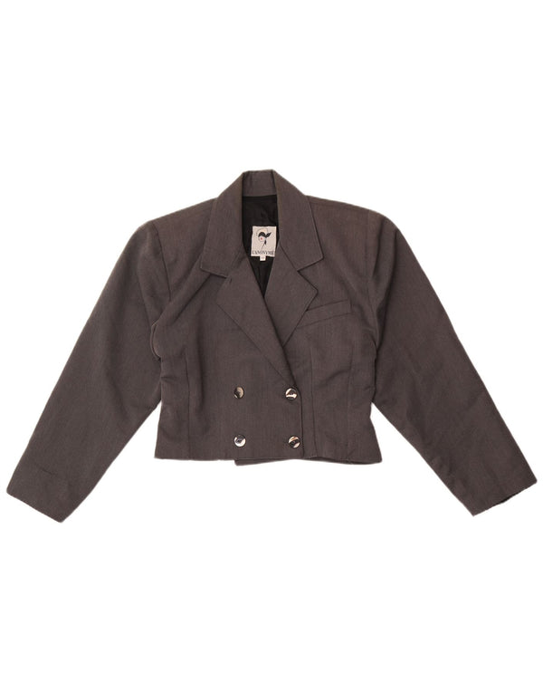 Jachetă Vintage pentru femei Crop, cu două piept, Blazer IT 44 Medium Grey