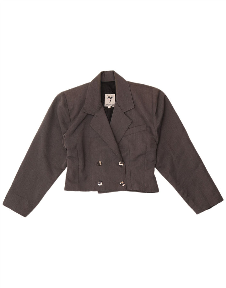 Jachetă Vintage pentru femei Crop, cu două piept, Blazer IT 44 Medium Grey