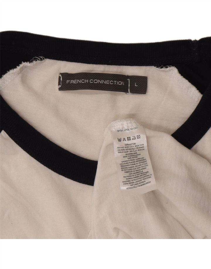 Tricou pentru femei French Connection Top mare din bumbac color bloc alb