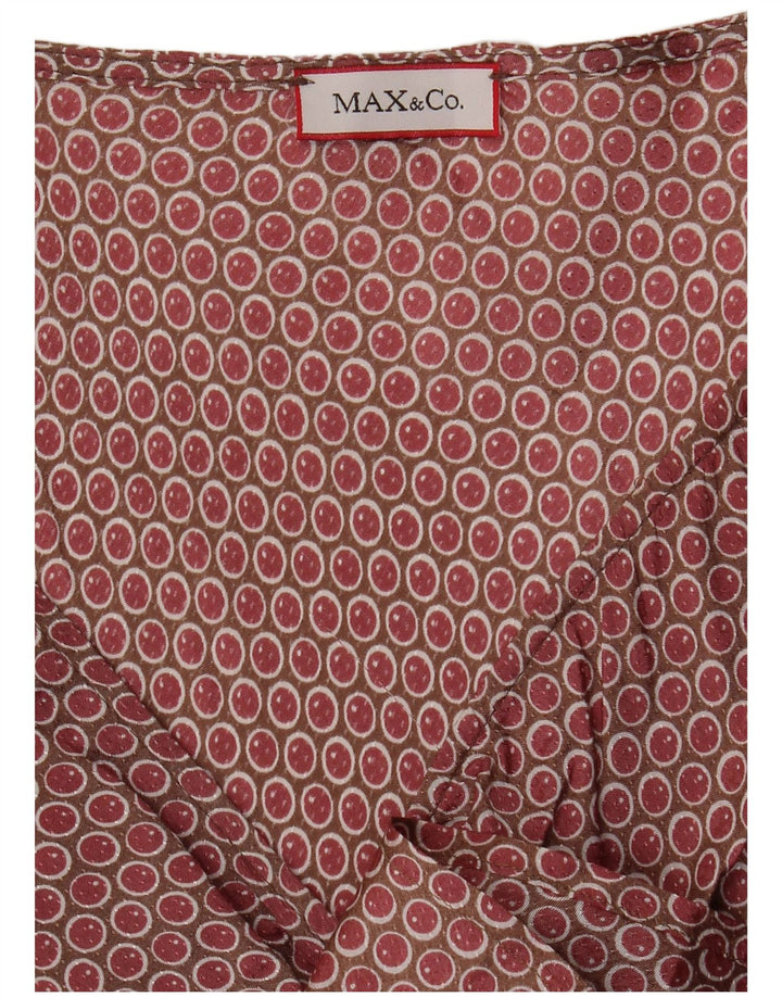 MAX & CO. Rochie A-Line pentru femei cu cravată în față UK 12 Medium Burgundy Spotted
