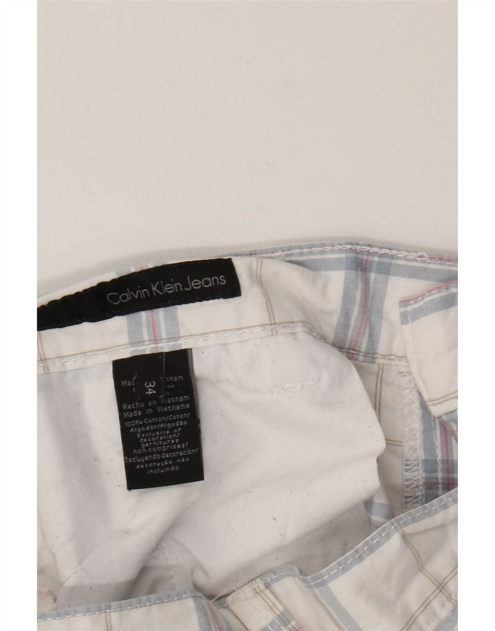 Pantaloni scurți cargo pentru bărbați Calvin Klein W34, bumbac cu carouri albe mari