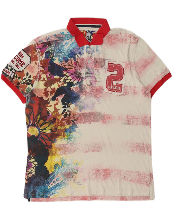 Tricou polo Desigual pentru bărbați, 2XL, multicolor, floral, bumbac
