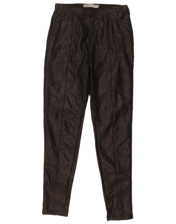 Oasis Pantaloni skinny din piele artificială pentru femei UK 8 Small W26 L27 Black