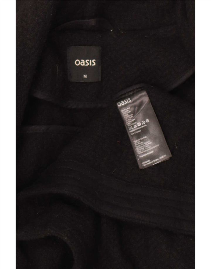 Oasis Pardesiu pentru femei UK 12 Medium Black Herringbone Wool