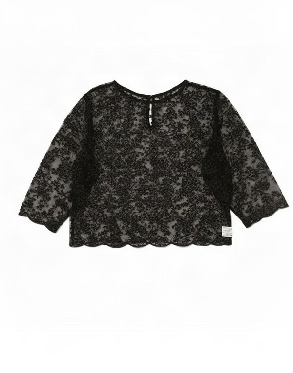 Top cu mâneci 3/4 pentru femei Zara UK 16 mare, negru, floral