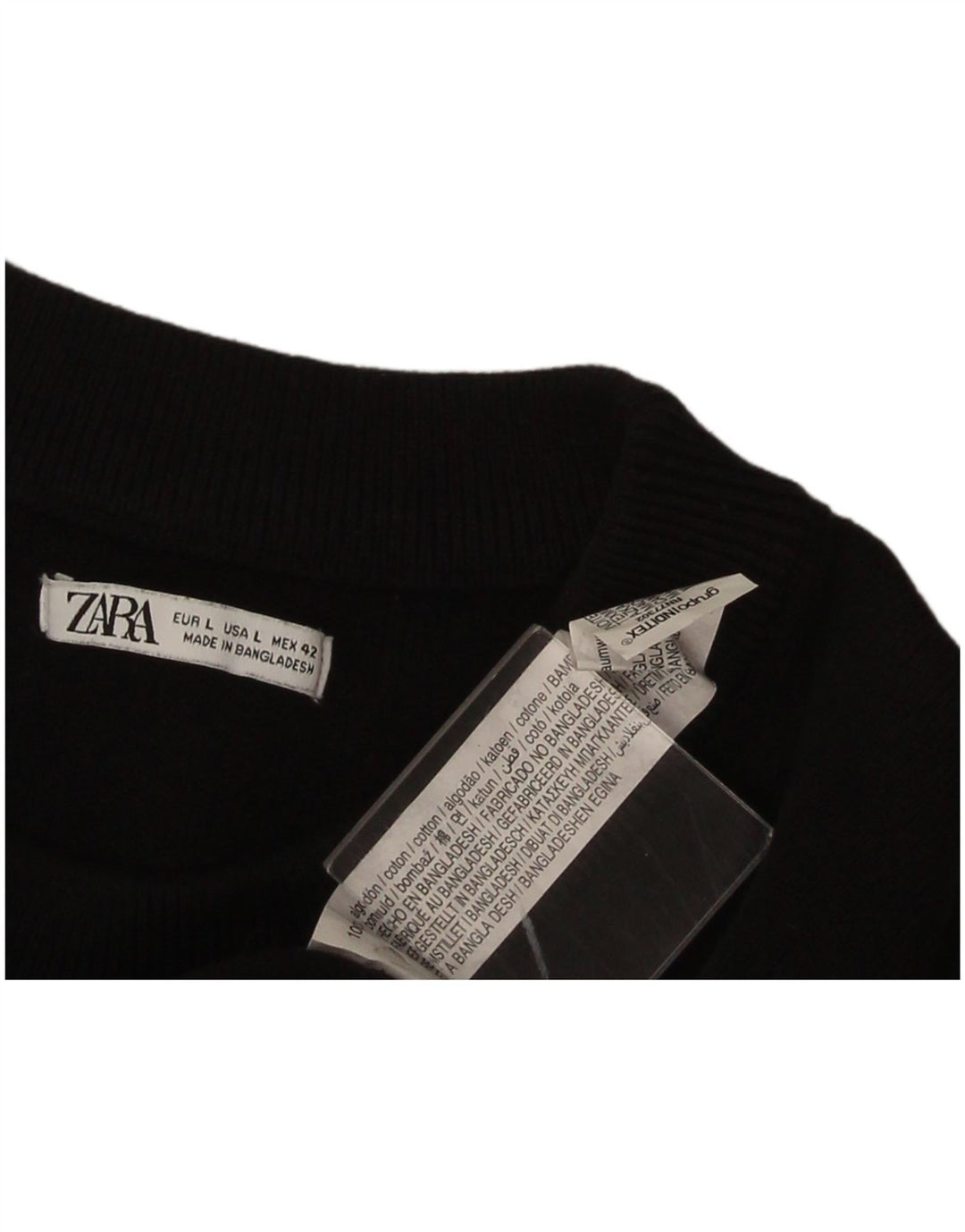 Pulover pentru bărbați Zara, cu gât turnut, mare, negru, bumbac