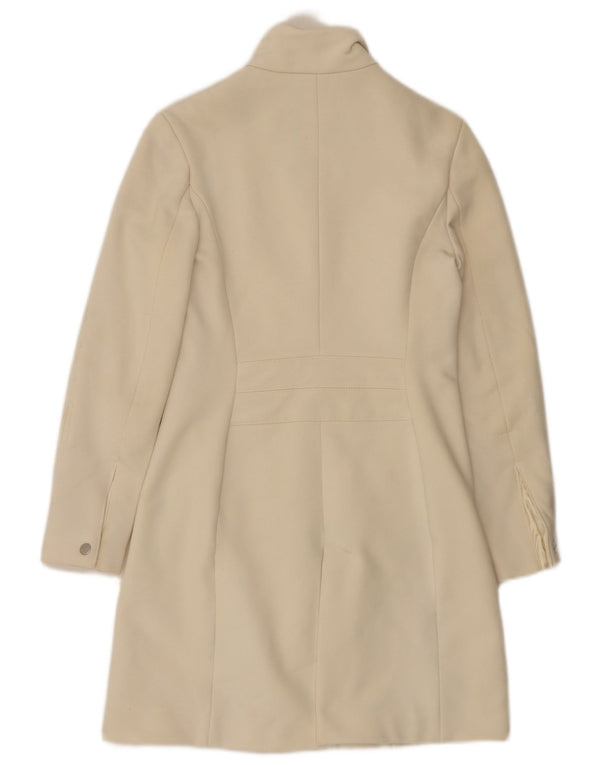 Brema Womens Graphic Overcoat IT 40 Small Off White Polyamide