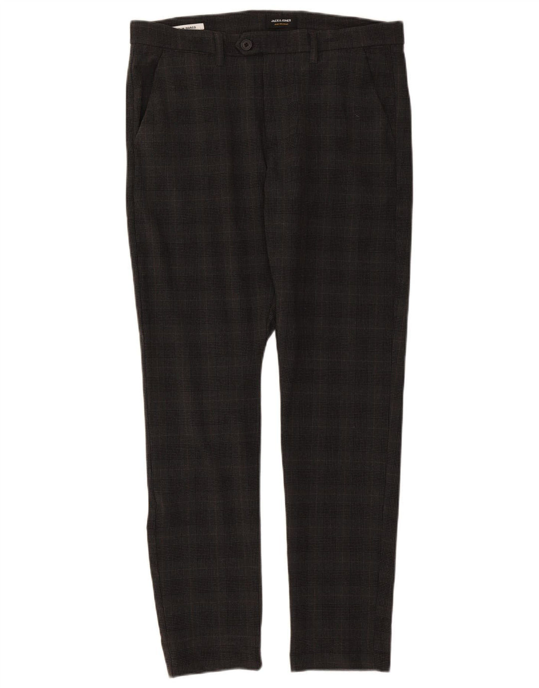 Pantaloni de costum Jack & Jones Marco slim pentru bărbați L34 L32 poliester cu carouri gri