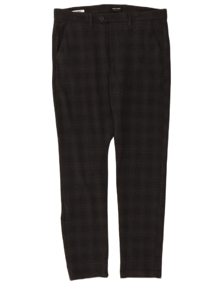 Pantaloni de costum Jack & Jones Marco slim pentru bărbați L34 L32 poliester cu carouri gri