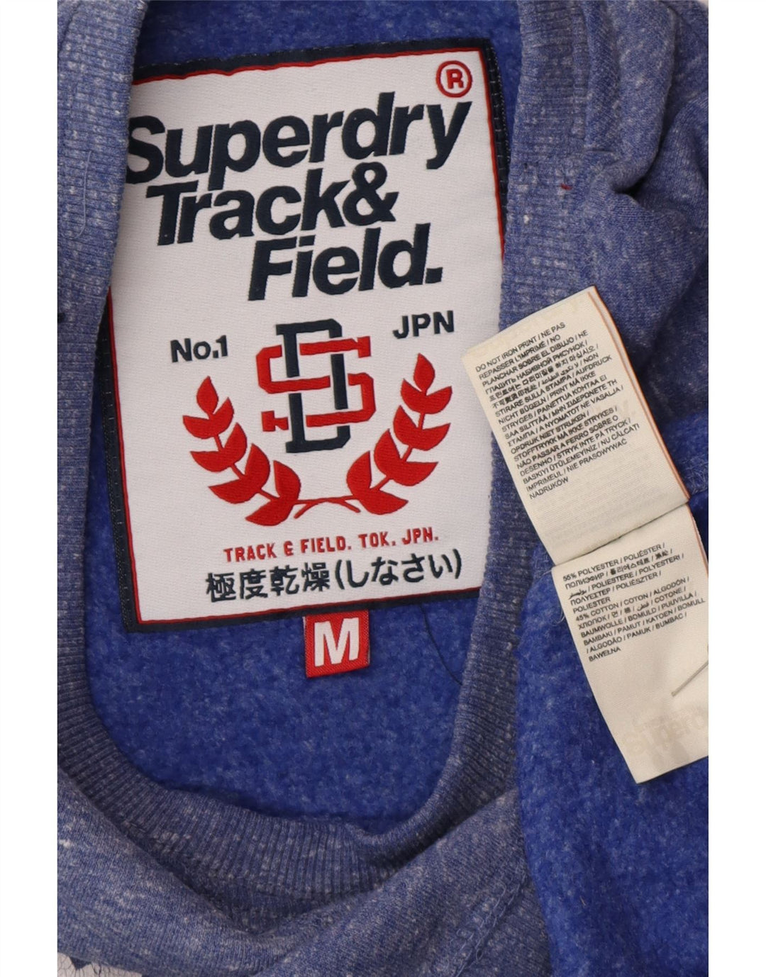 Pulover pentru atletism de atletism pentru femei SUPERDRY, UK 14, albastru mediu, pete