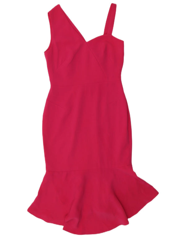 Karen Millen Womens Sleeveless Mermaid Dress UK 12 Medium Pink Acetate