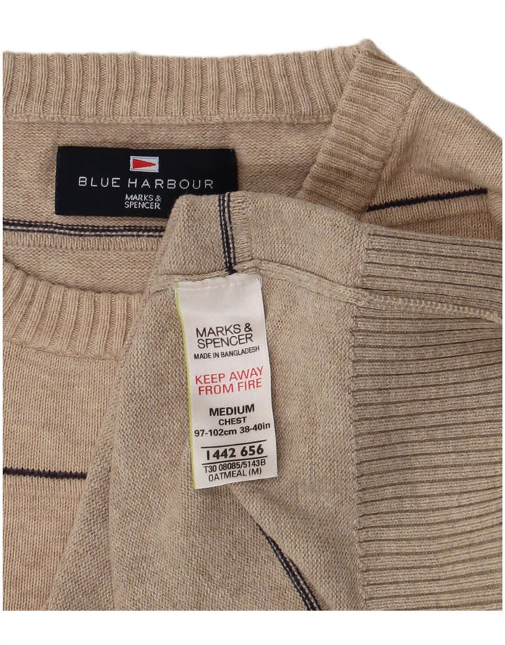Pulover Marks & Spencer pentru bărbați, Blue Harbour, cu gât crew, bej mediu
