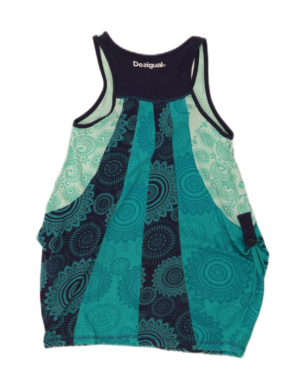 Desigual Girls Graphic Bubble Dress 7-8 Years Turquoise Floral Cotton