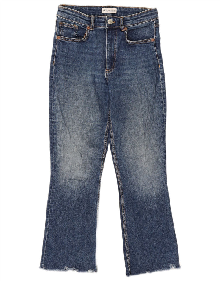 Blugi Zara Femei Crop Bootcut EU 38 Mici W28 L25 Albastru