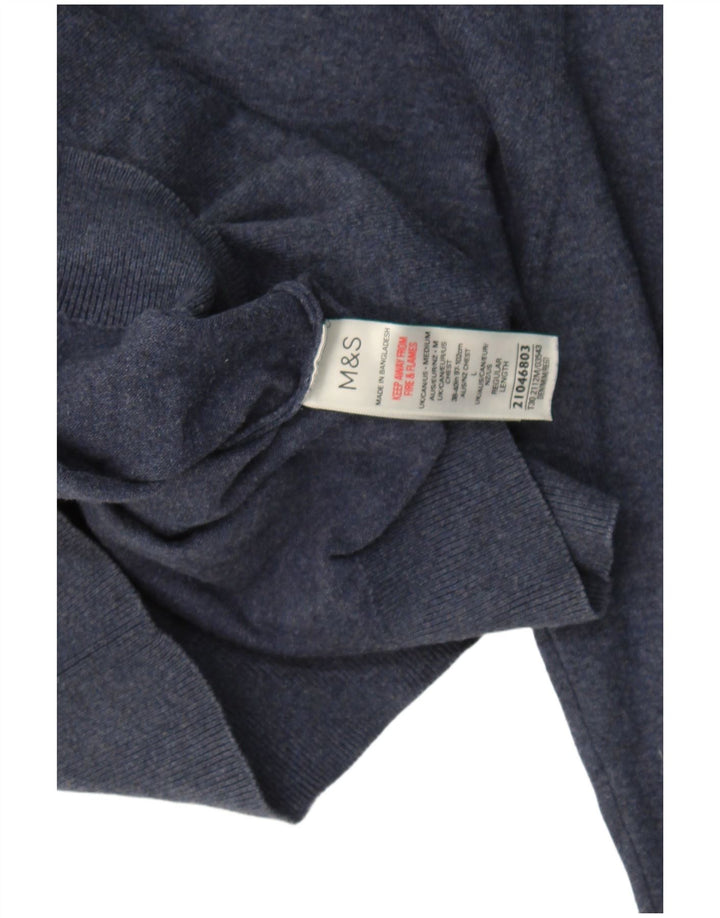 Pulover pentru bărbați Marks & Spencer, cu gât polo, bumbac mediu albastru bleumarin