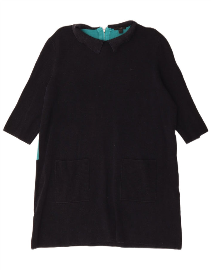 Rochie Cos pentru femei, UK 16, mare, negru, color block, bumbac