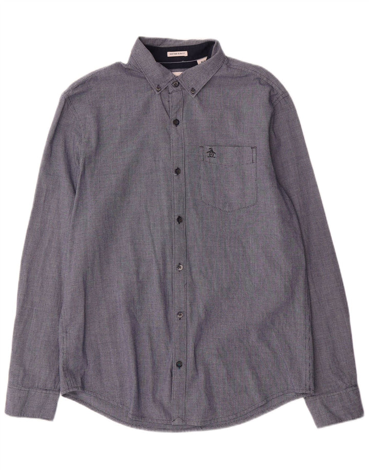 Cămașă pentru bărbați Penguin Heritage Slim Fit, bumbac albastru mediu