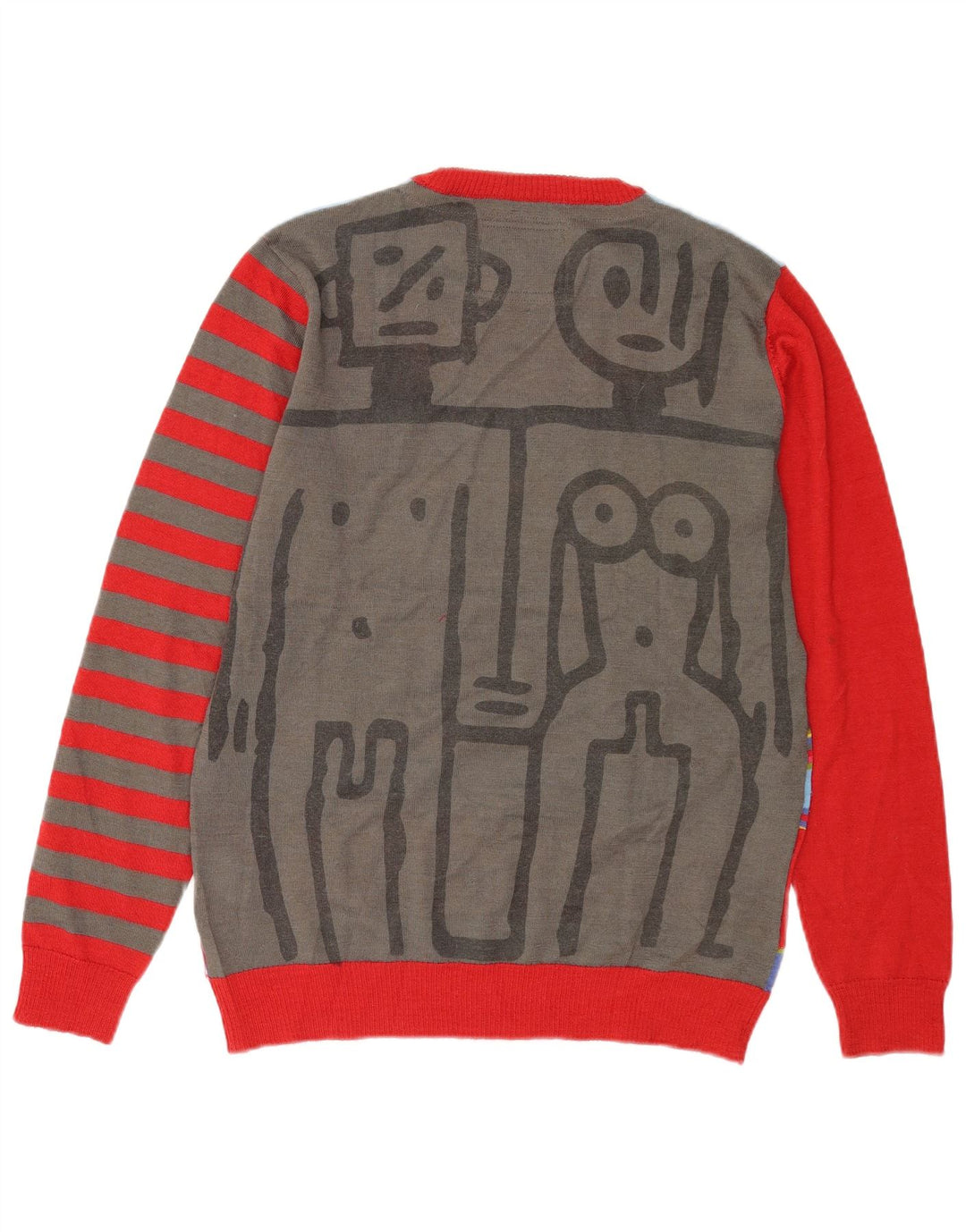 Pulover Desigual pentru bărbați, cu grafică, cu decolteu, în dungi medii, multicolore