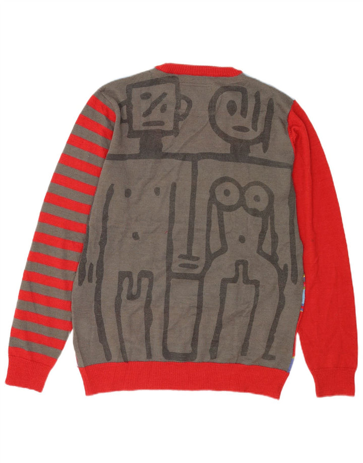 Pulover Desigual pentru bărbați, cu grafică, cu decolteu, în dungi medii, multicolore
