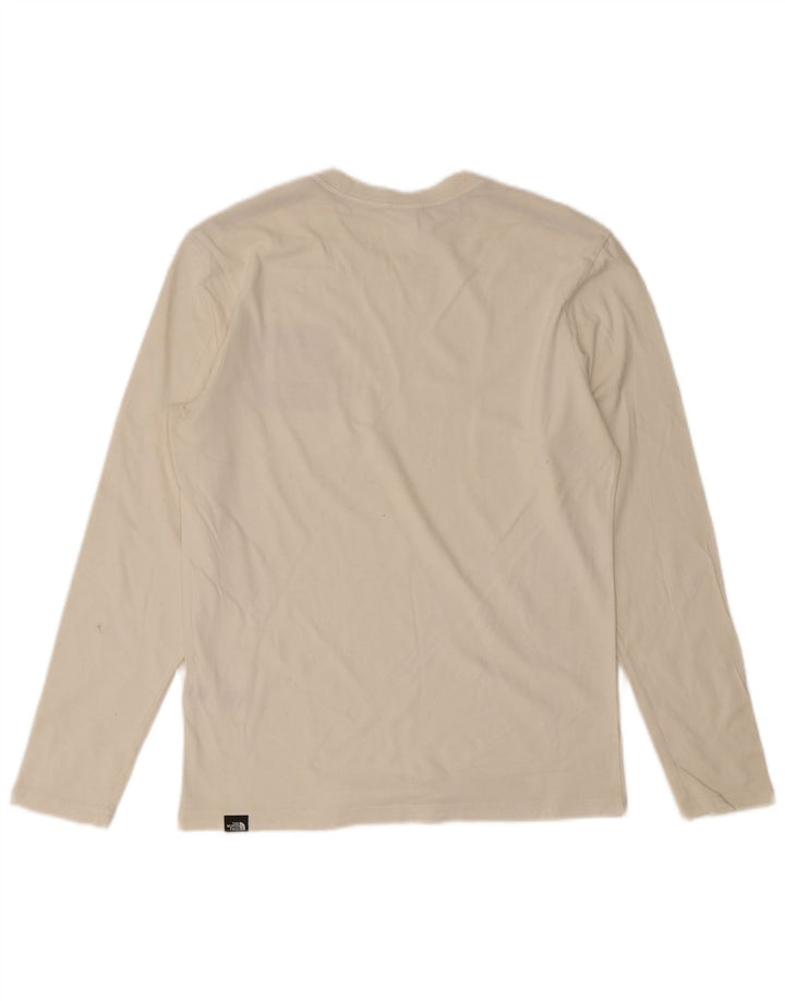 The North Face Top pentru bărbați cu mânecă lungă, mic, alb, din bumbac