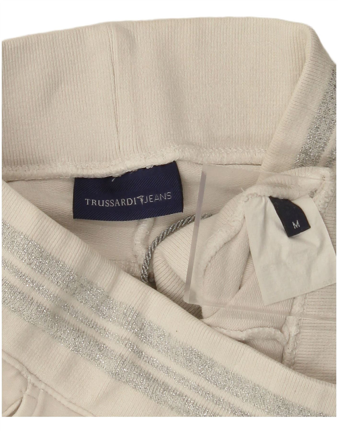 TRUSSARDI Pantaloni de trening pentru femei UK 14 Bumbac alb mediu mediu