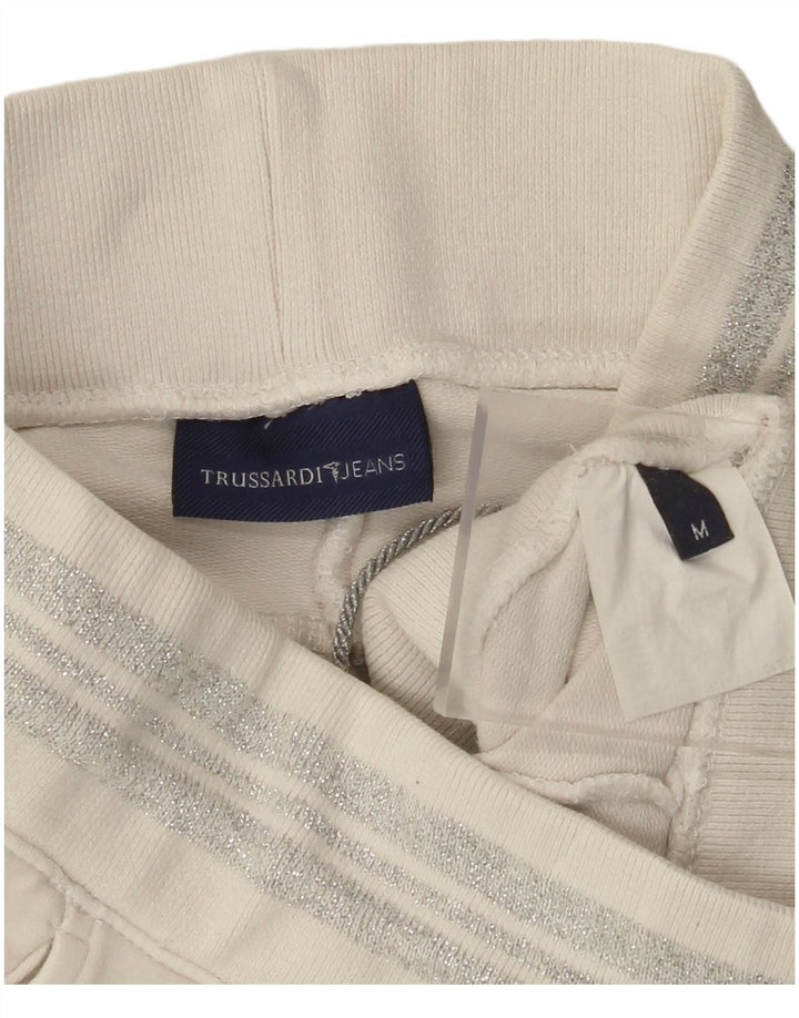 TRUSSARDI Pantaloni de trening pentru femei UK 14 Bumbac alb mediu mediu
