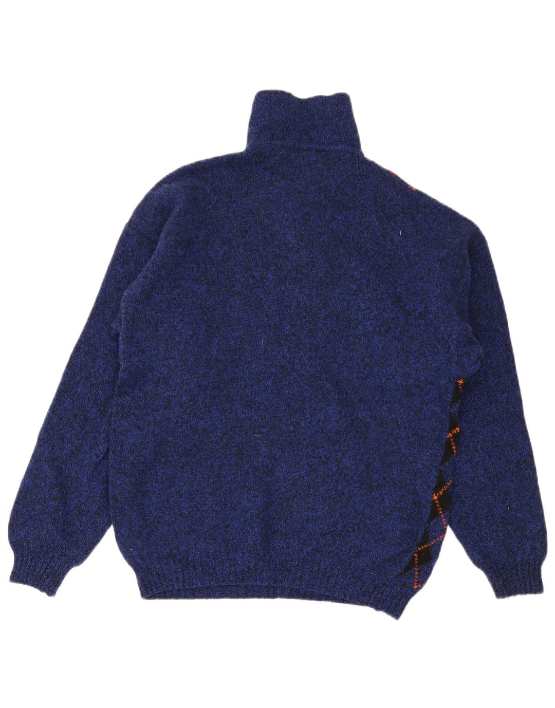Pulover Benetton pentru bărbați cu gât polo IT 48 Small Blue Argyle/Diamond Wool